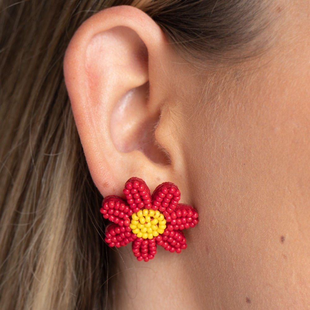 Red Flower Earrings